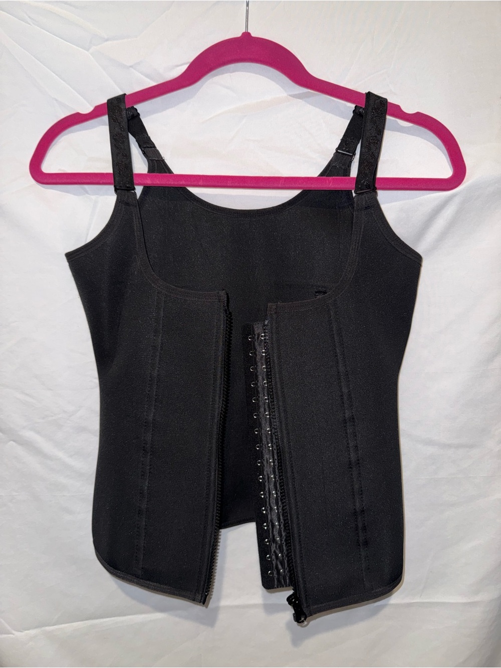 Black Front-Zip & Hook-Closure Shapewear Tank